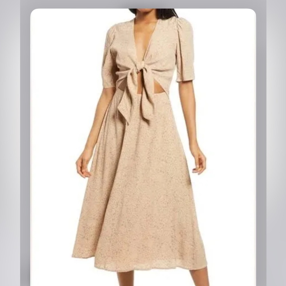 WAYF Rosalind Cheetah Print Tie Front Dress